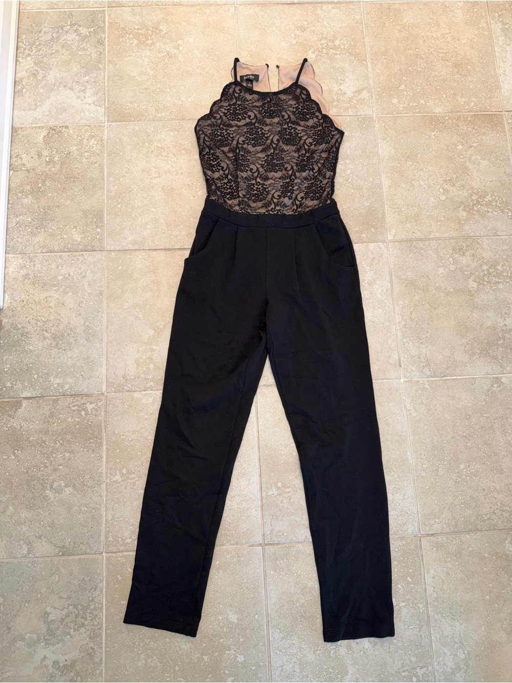 Luxury Black Lace-Top Jumpsuit